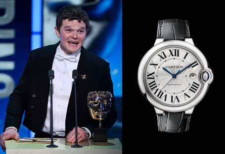 Robert Aramayo's Ballon Bleu de Cartier at the BAFTAs. Ref: WSBB0026