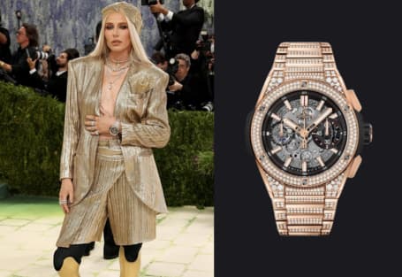 Lauren Wasser spotted in Hublot Big Bang Integrated King Gold Pave Ref: 451.OX.1180.OX.3704 at the Met Gala 2026