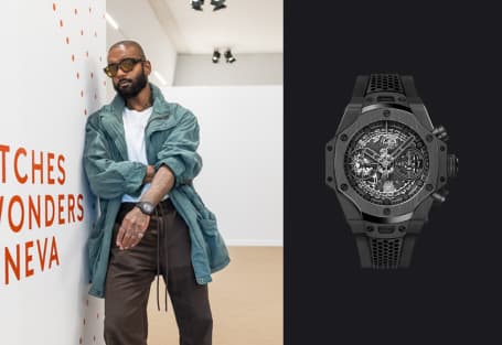 Samuel Ross wearing his Hublot Big Bang at Watches and Wonders 2026, Ref: 441.CX.1140.RX.SRA26