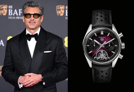 Patrick Dempsey's Tag Heuer Carrera Chronograph Tourbillon at the BAFTAs. ref: CBS5017.FC6605