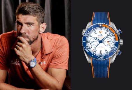 Michael Phelps wearing his special Omega Seamaster Planet Ocean 600M, Ref: 215.32.46.51.04.001