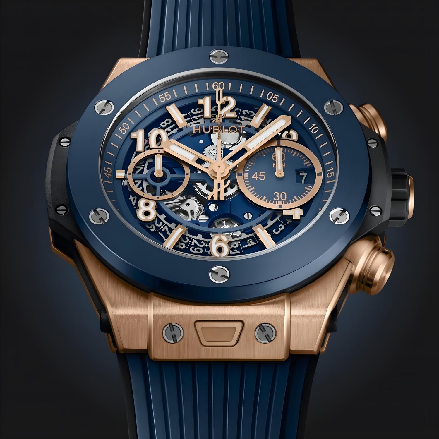 Big Bang Unico King Gold Blue Ceramic