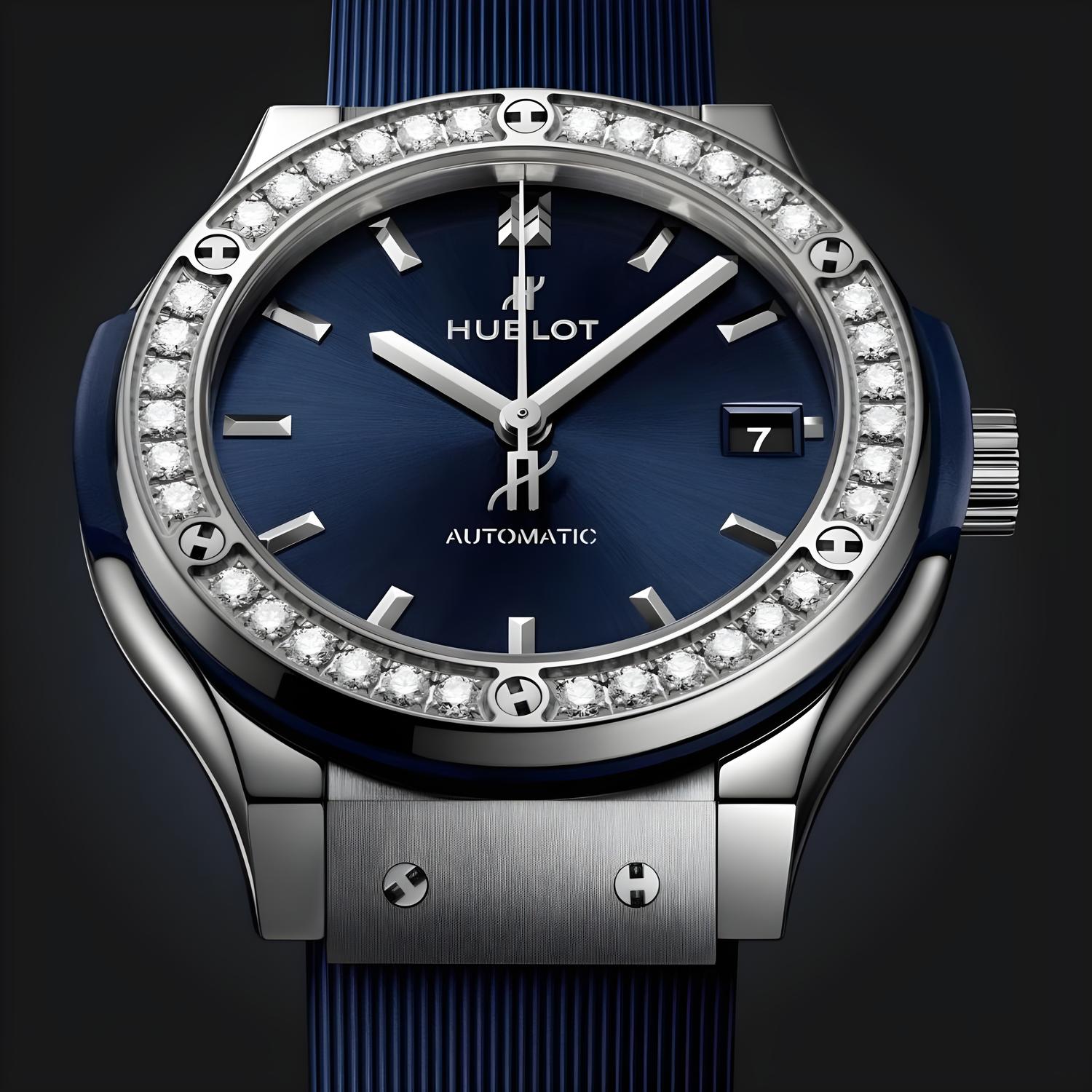 Classic Fusion Titanium Blue Diamonds