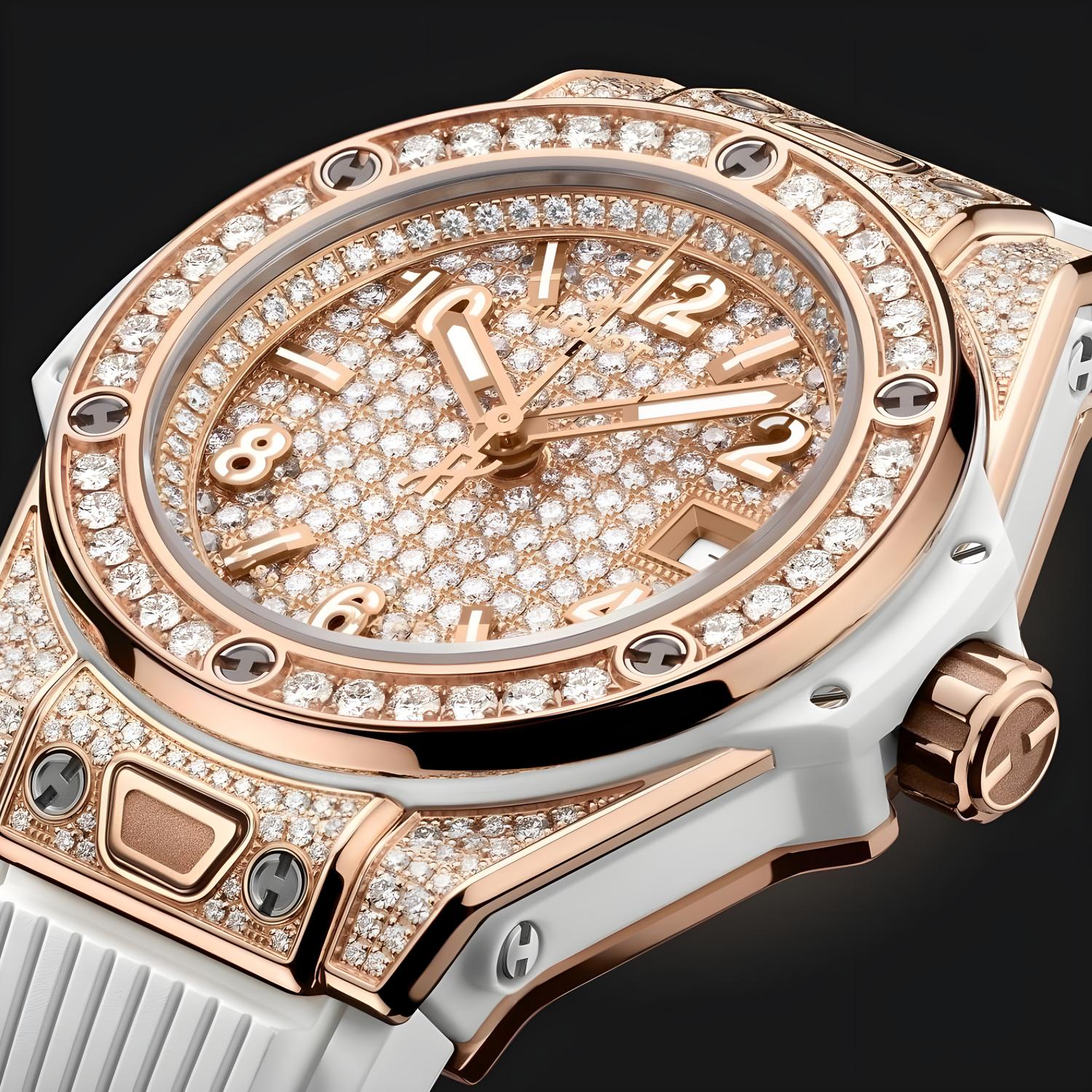 Big Bang One Click King Gold White Full Pavé