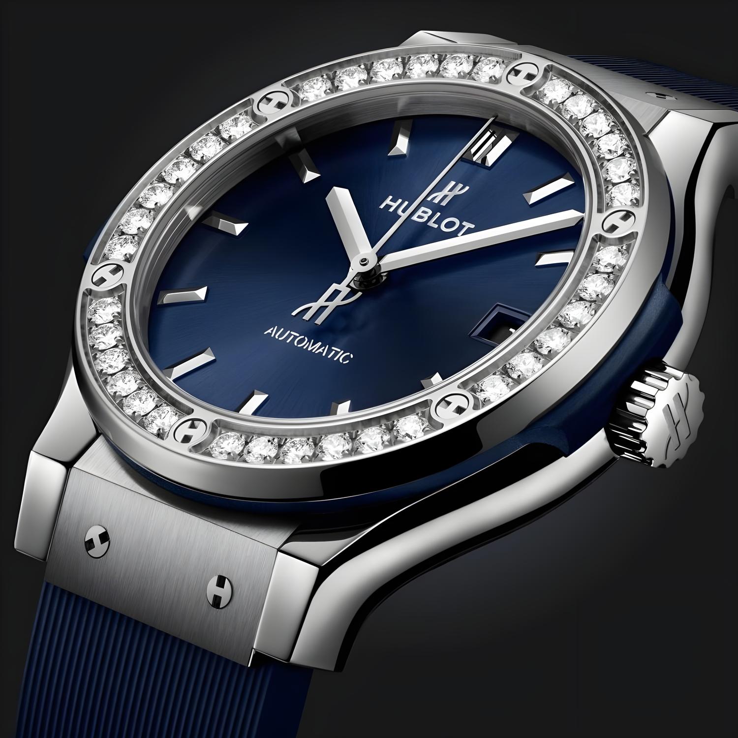 Classic Fusion Titanium Blue Diamonds