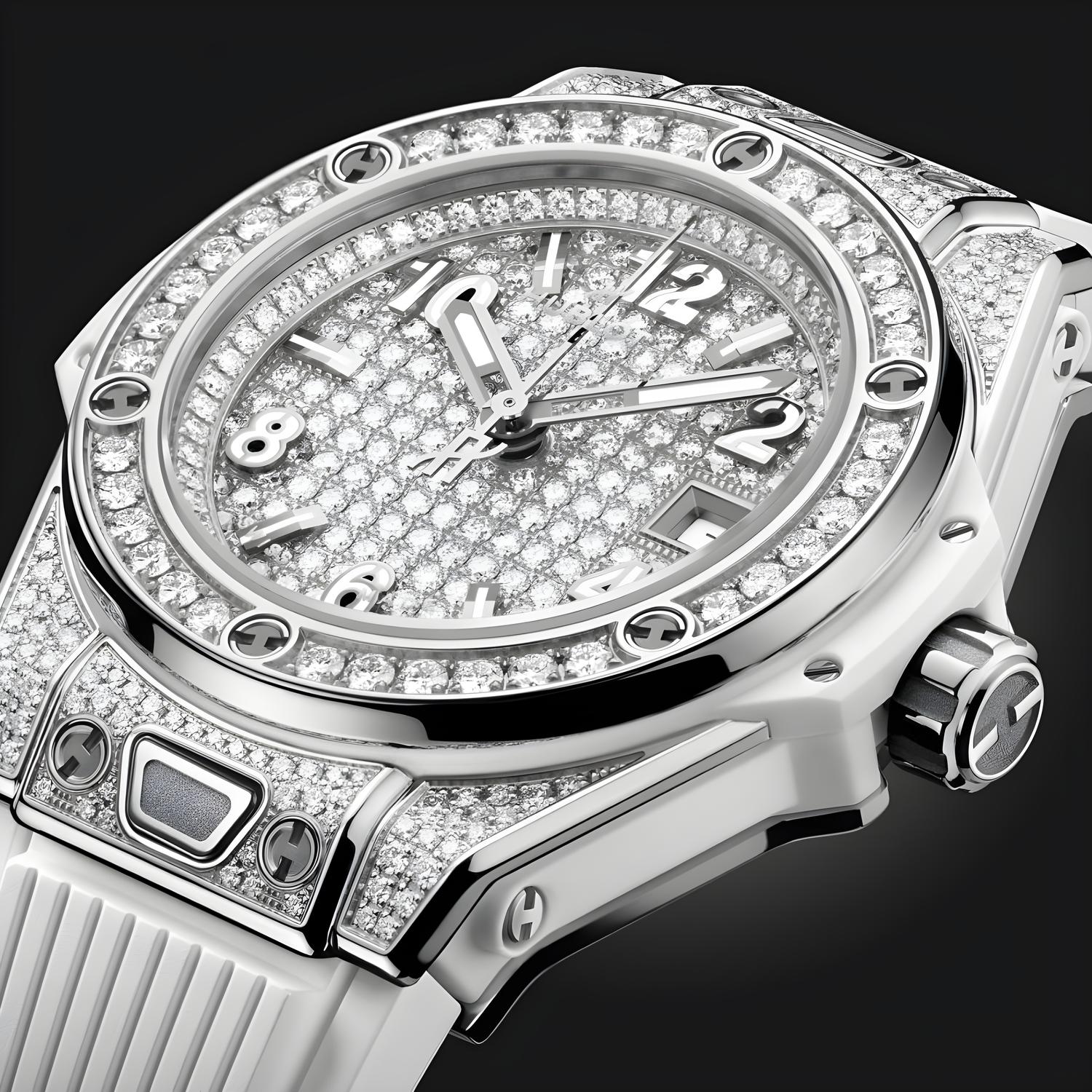 Big Bang One Click Steel White Full Pavé