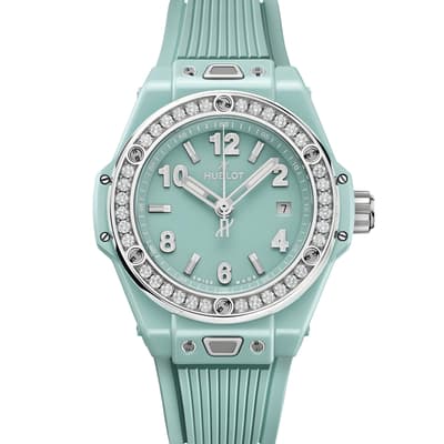 Big Bang One Click Mint Green Ceramic Diamonds