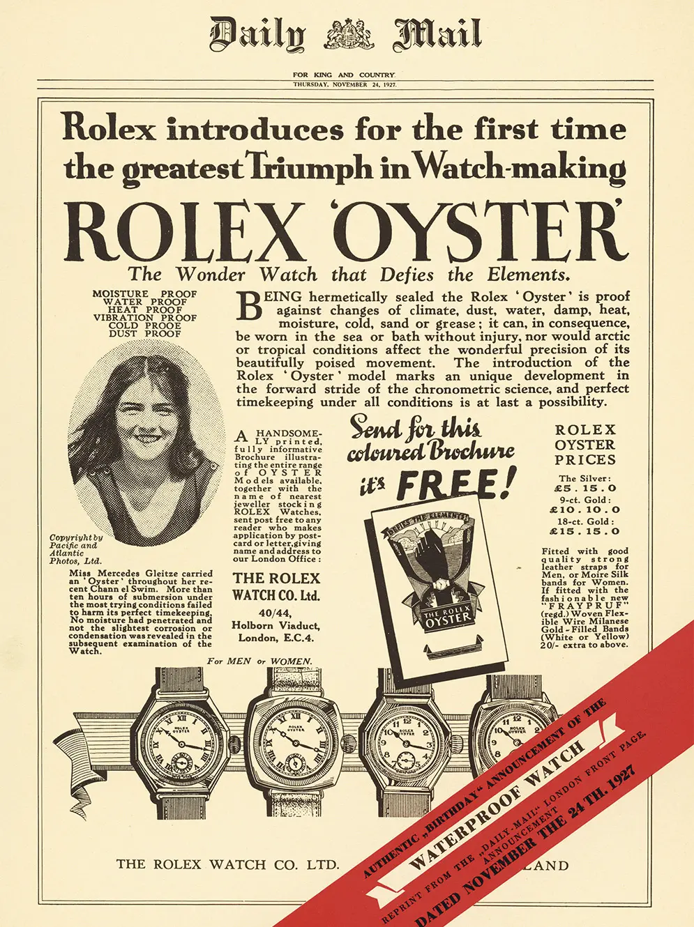 Daily Mail Rolex Oyster advertisement - Exclusive Lines India