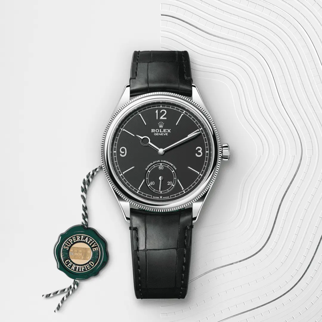 Rolex 
1908
39 mm, 18 ct white gold, polished finish
M52509-0002